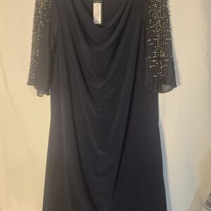 **$12.00 Dresses***Tiana B. Navy Dress with Gold Embellished Sleeves